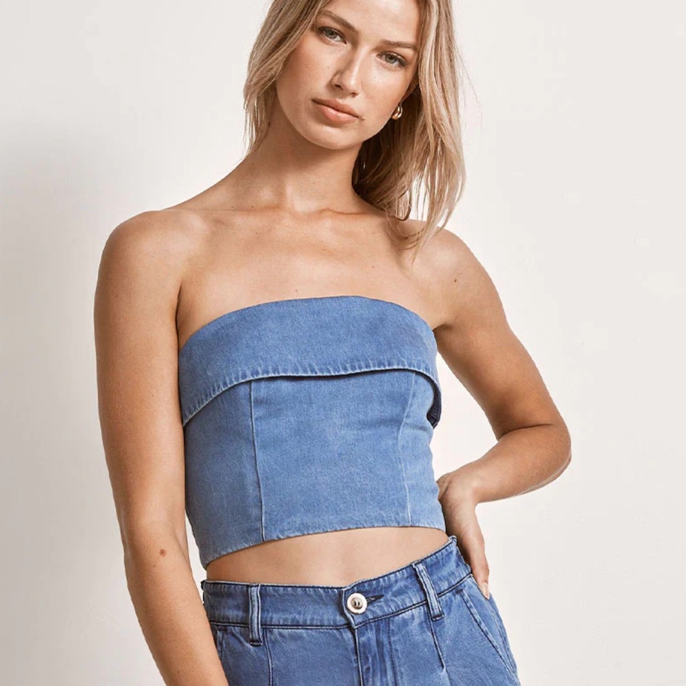 Mon Renn Blue Strapless Top (never worn)
